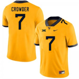 Men's West Virginia Mountaineers NCAA #7 Will Crowder Gold Authentic Nike Stitched College Football Jersey TZ15A26AE